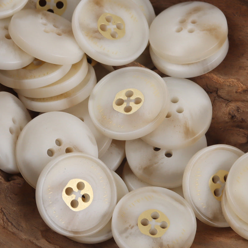 Round 4 Hole Imitation Horn Resin Buttons 20pcs White