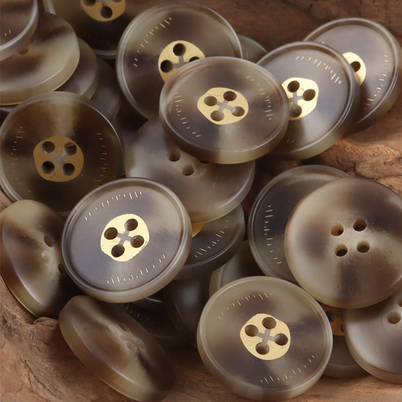 Round 4 Hole Imitation Horn Resin Buttons 20pcs Brown