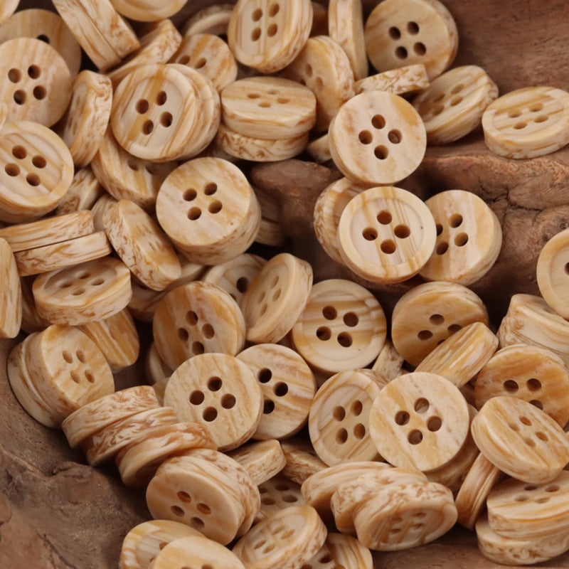 Orange-Yellow Wood Grain Resin Buttons for Children's Cardigans 50pcs Yellow