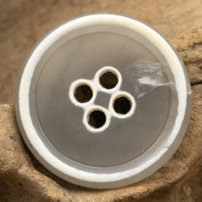 Urea Resin Buttons Imitation Horn Pattern,Round 4 Hole,10PCS Burned Light Gray