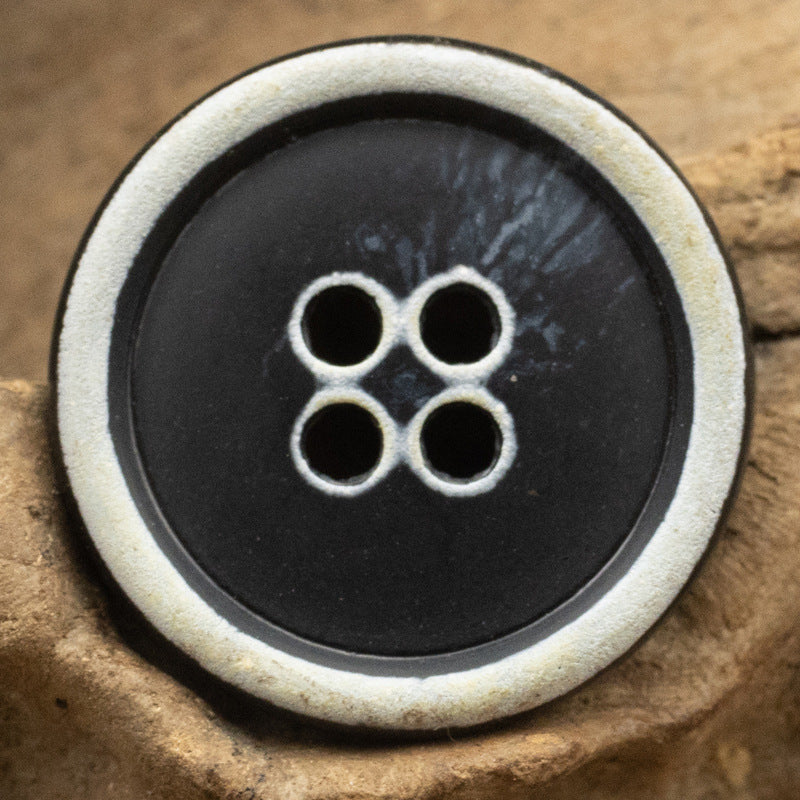 Urea Resin Buttons Imitation Horn Pattern,Round 4 Hole,10PCS Burned Dark Blue