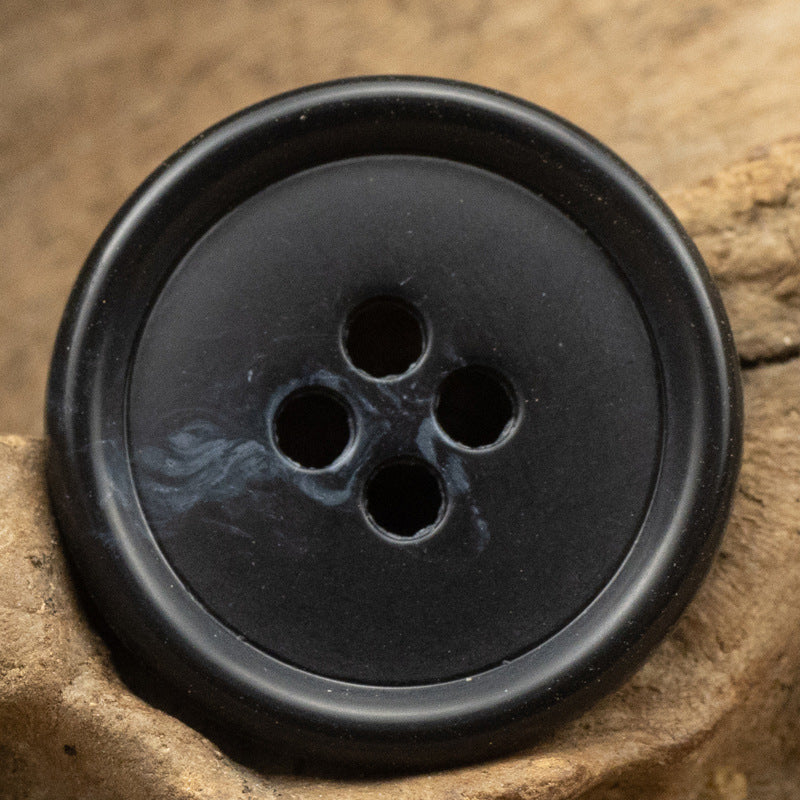 Urea Resin Buttons Imitation Horn Pattern,Round 4 Hole,10PCS Dark Blue