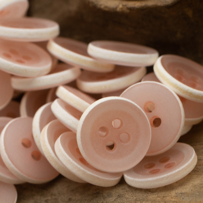 Matte Frosted Urea Buttons Hawaiian Round 20Pcs Pink