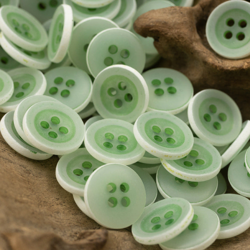 Matte Frosted Urea Buttons Hawaiian Round 20Pcs Green
