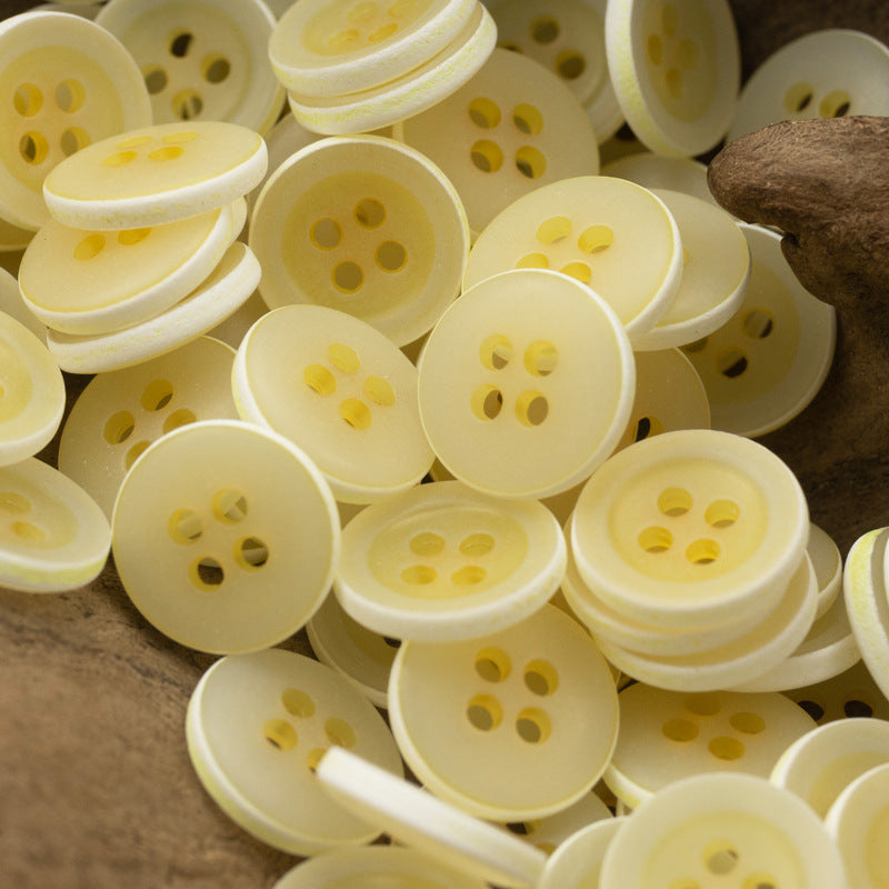 Matte Frosted Urea Buttons Hawaiian Round 20Pcs Yellow