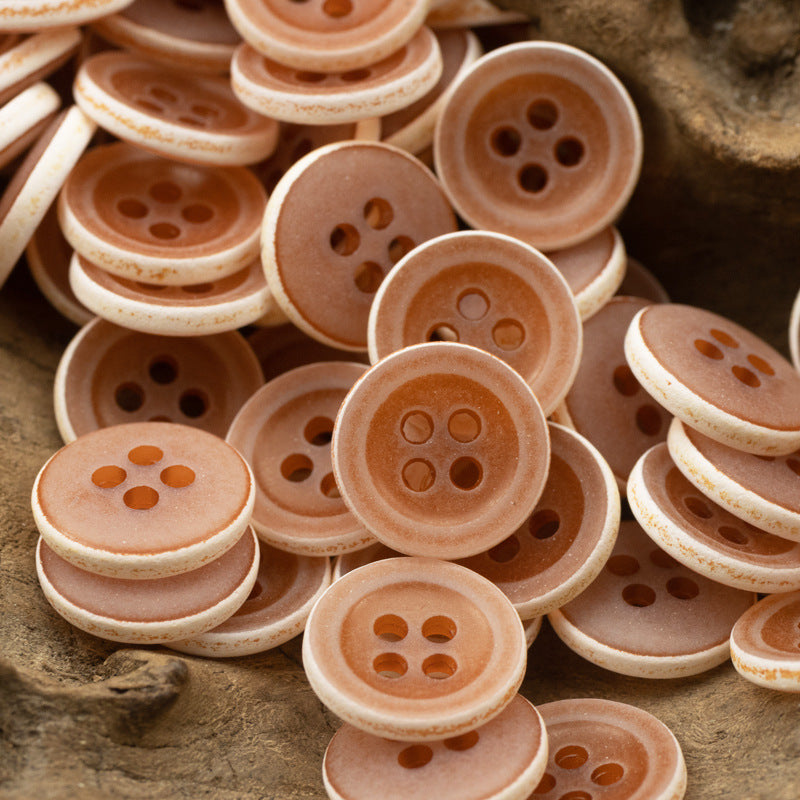 Matte Frosted Urea Buttons Hawaiian Round 20Pcs Orange