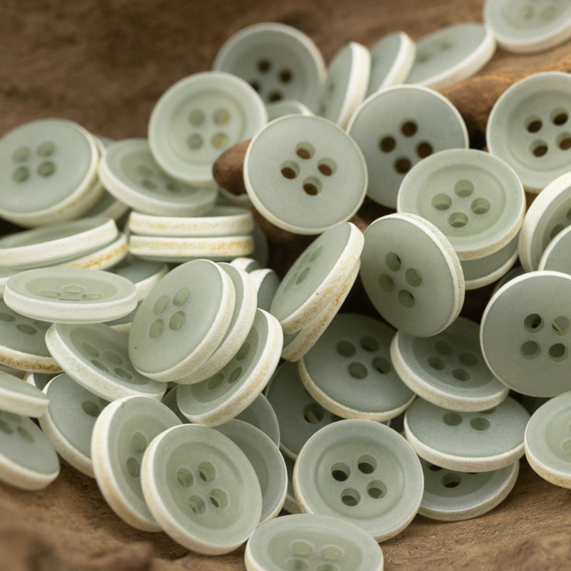 Matte Frosted Urea Buttons Hawaiian Round 20Pcs Gray Green