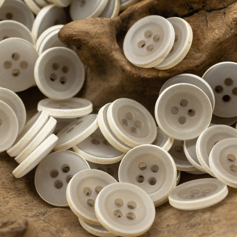 Matte Frosted Urea Buttons Hawaiian Round 20Pcs Light Brown