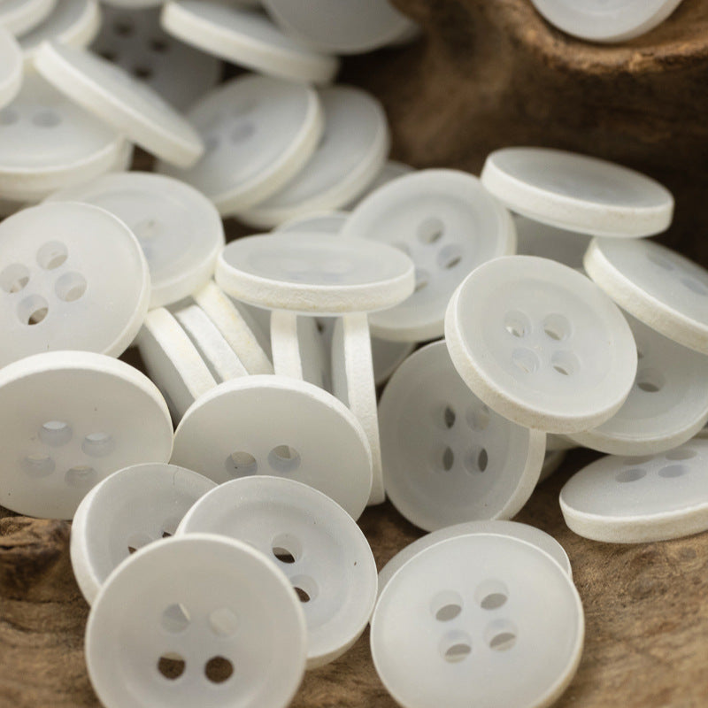 Matte Frosted Urea Buttons Hawaiian Round 20Pcs Light Gray