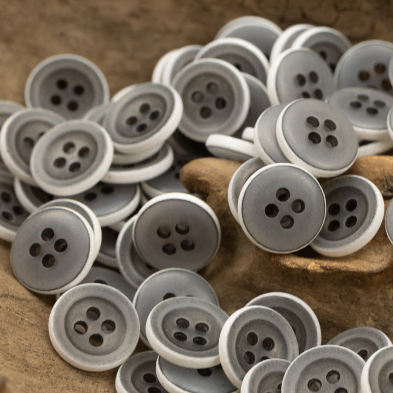 Matte Frosted Urea Buttons Hawaiian Round 20Pcs Dark Gray