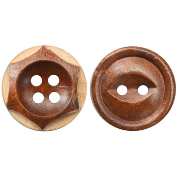 Cat's Eye Red Brown Wooden Buttons for Cotton and Linen Clothing - 50pcs