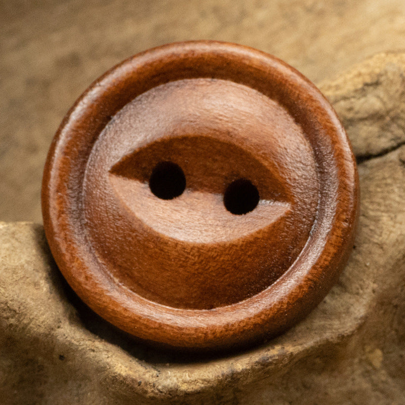 Cat's Eye Red Brown Wooden Buttons for Cotton and Linen Clothing - 50pcs 2 Hole