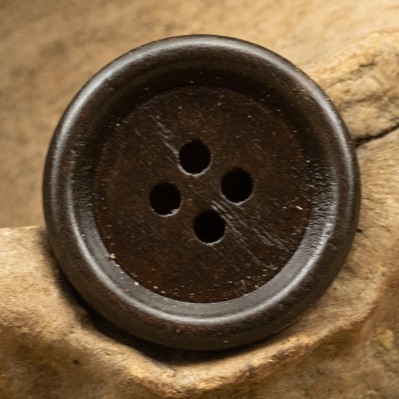 Vintage Round Four-Hole Wooden Buttons 50pcs Black