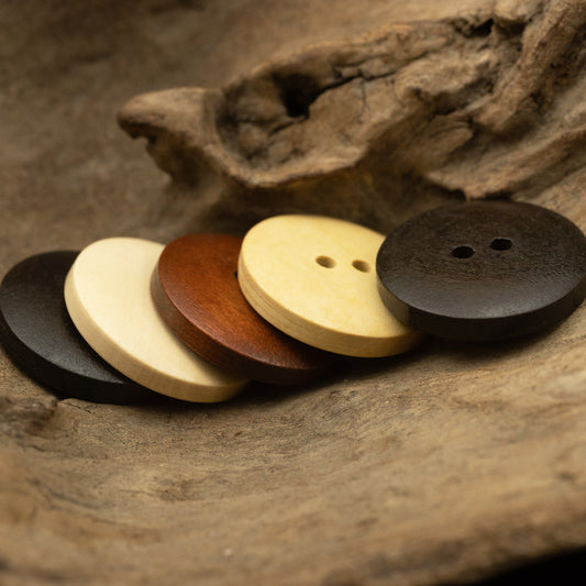 Two-Hole Dotted Wood Buttons Bowl-Shaped 50 Pack