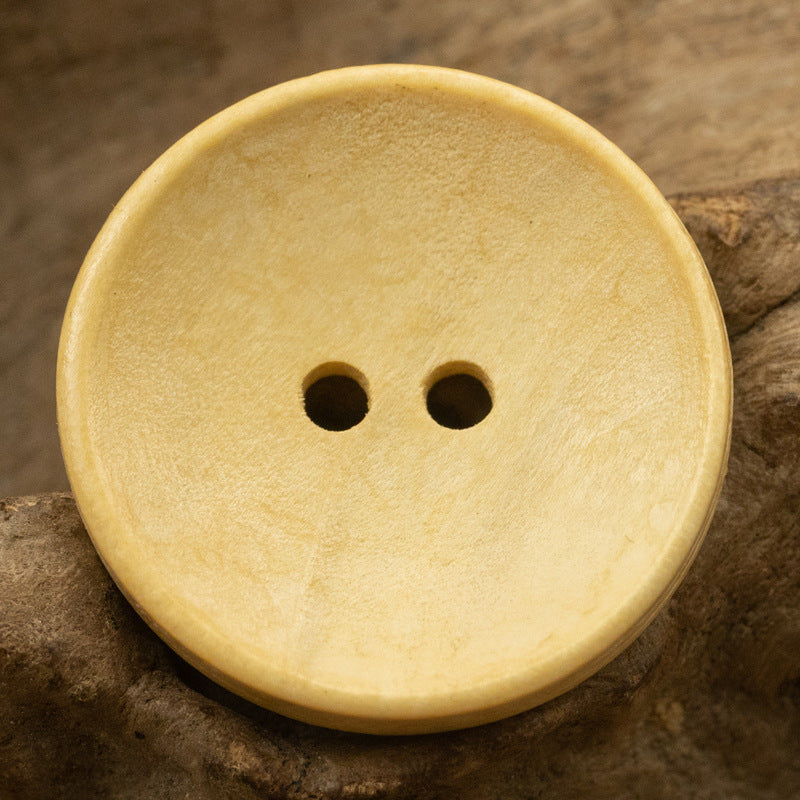 Two-Hole Dotted Wood Buttons Bowl-Shaped 50 Pack Natural Wood