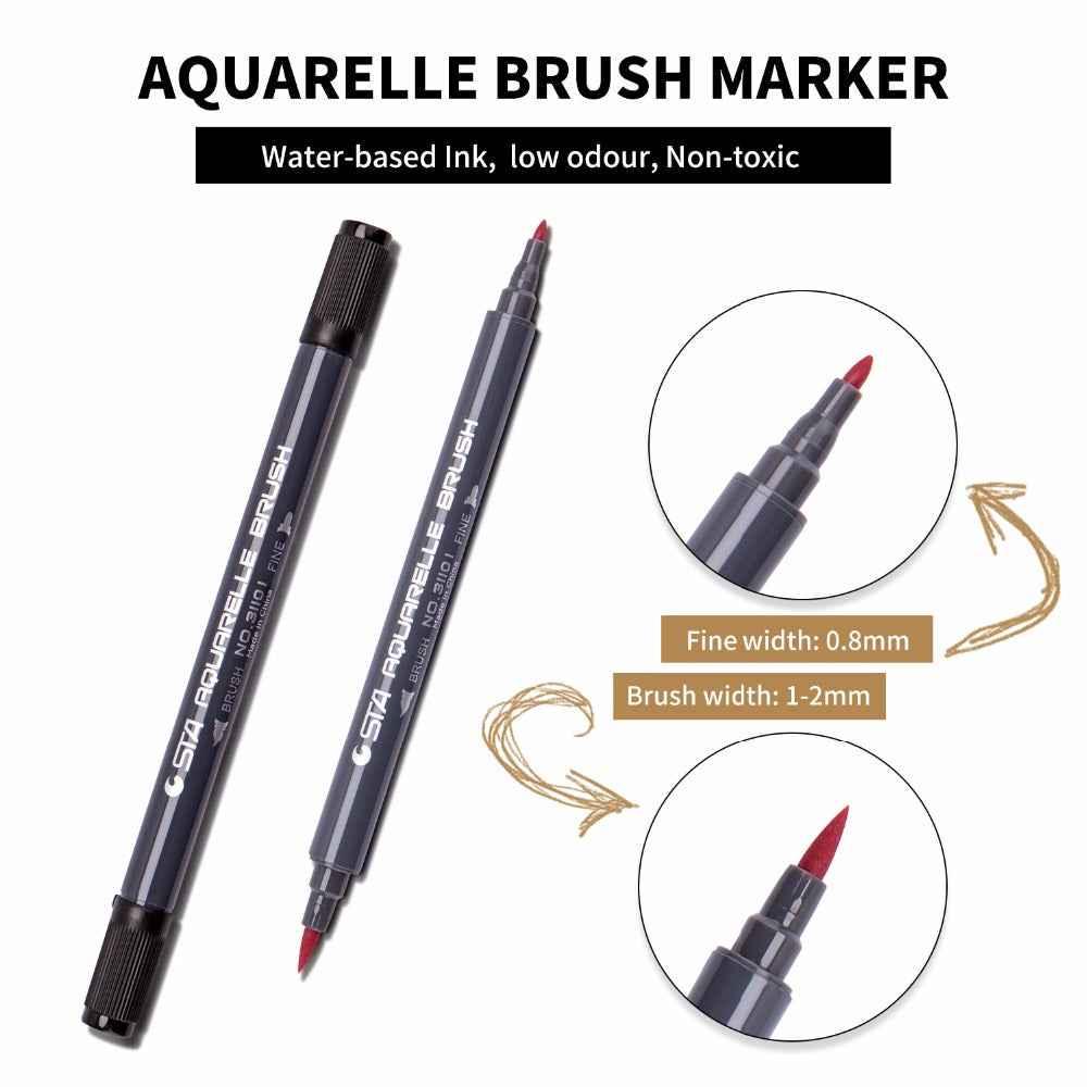 STA 3110 48 Color Double-Ended Watercolour Brush Pen