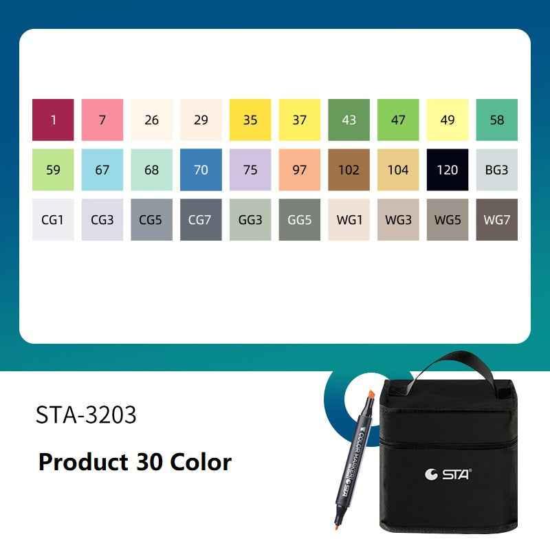SAT 3203 Twin Art Markers Alcohol Based 30 Color Animaiton Fashion Set Product