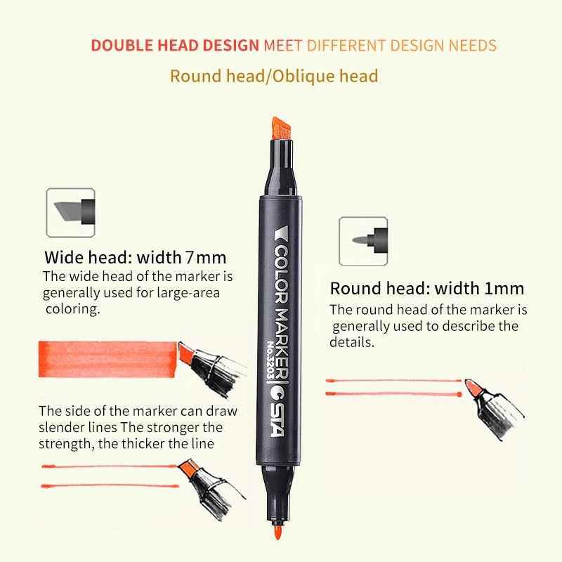 SAT 3203 Alcohol Art Markers Double Ended 40 Color Standard Set
