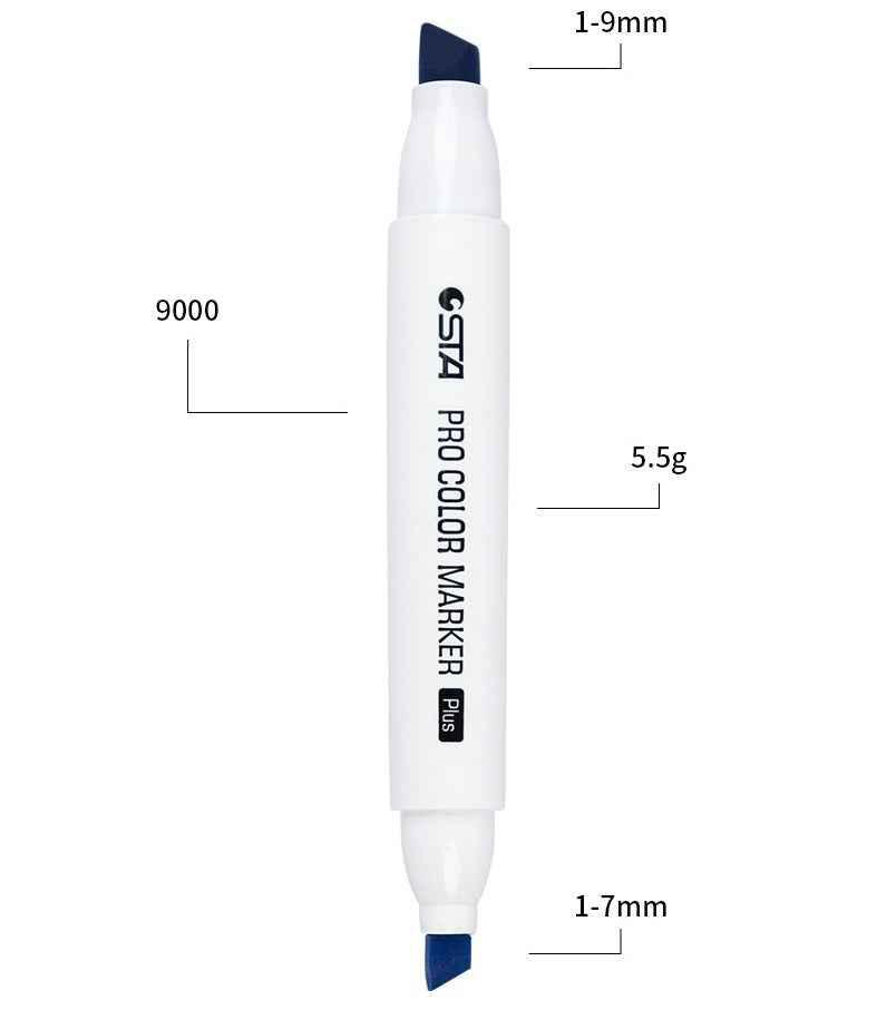 STA Pro Color Marker Plus 48 marqueurs artistiques à l'alcool de ton gris avec sac de transport
