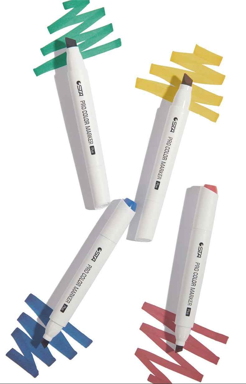 STA Pro Color Marker Plus 48 marqueurs artistiques à l'alcool de ton gris avec sac de transport