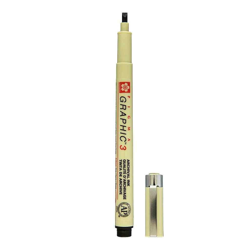 Sakura Pigma grafische pen - 3,0 mm - zwarte inkt (3-pack)