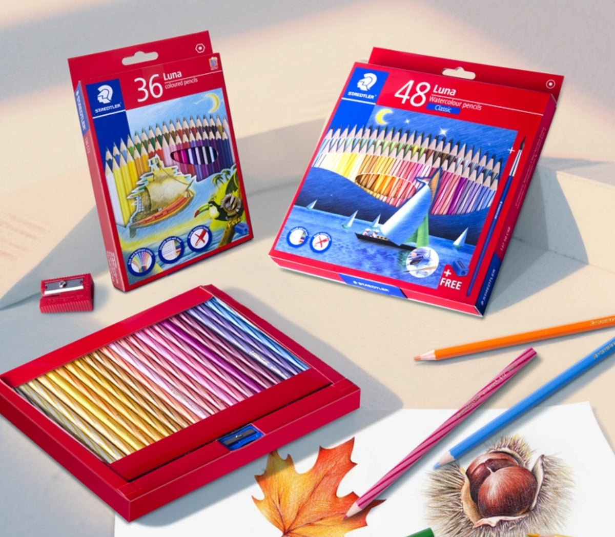 Staedtler Luna Wooden Watercolor Pencils Classic 12/24/36/48 Colors