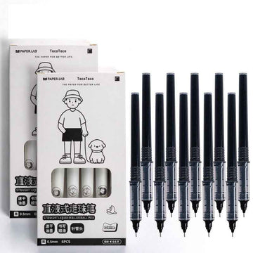 TACOTACO Liquid Ink Rollerball Pen 12 Pack with 10 Refills Black Ink