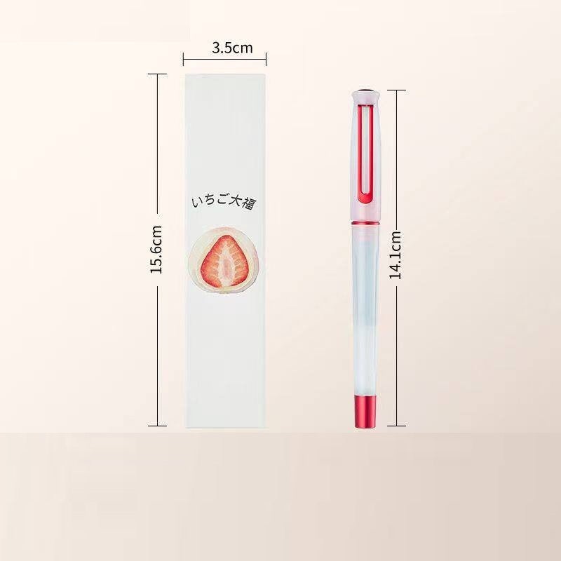 TANOOCI Wagashi Japanese Sweets Gel Pen | Magnetic Cap | 0.5mm Bullet Tip Black Ink | Includes 2 Refills Strawberry daifuku
