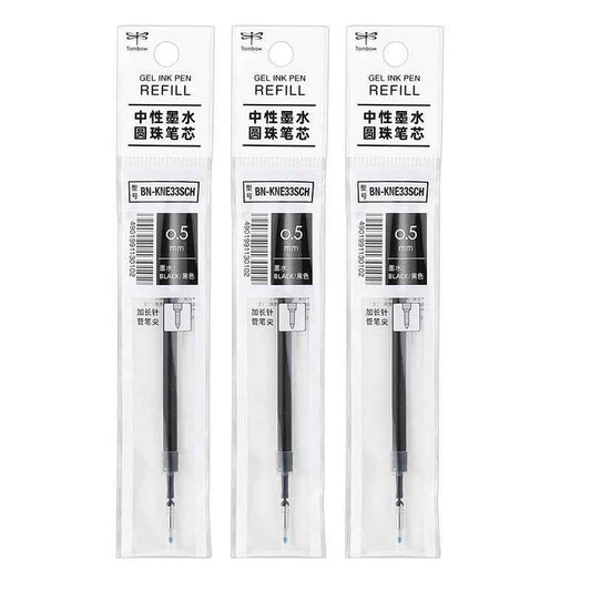 Tombow BN-KNE Gel Pen Refill - 0.5mm Black/Blue/Red - 3 Pack 3 Black