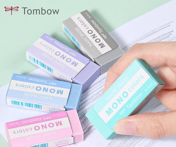Tombow MONO Colors Plastic Eraser Set – 5 Colors (Blue/Green/Gray/Pink/Purple)