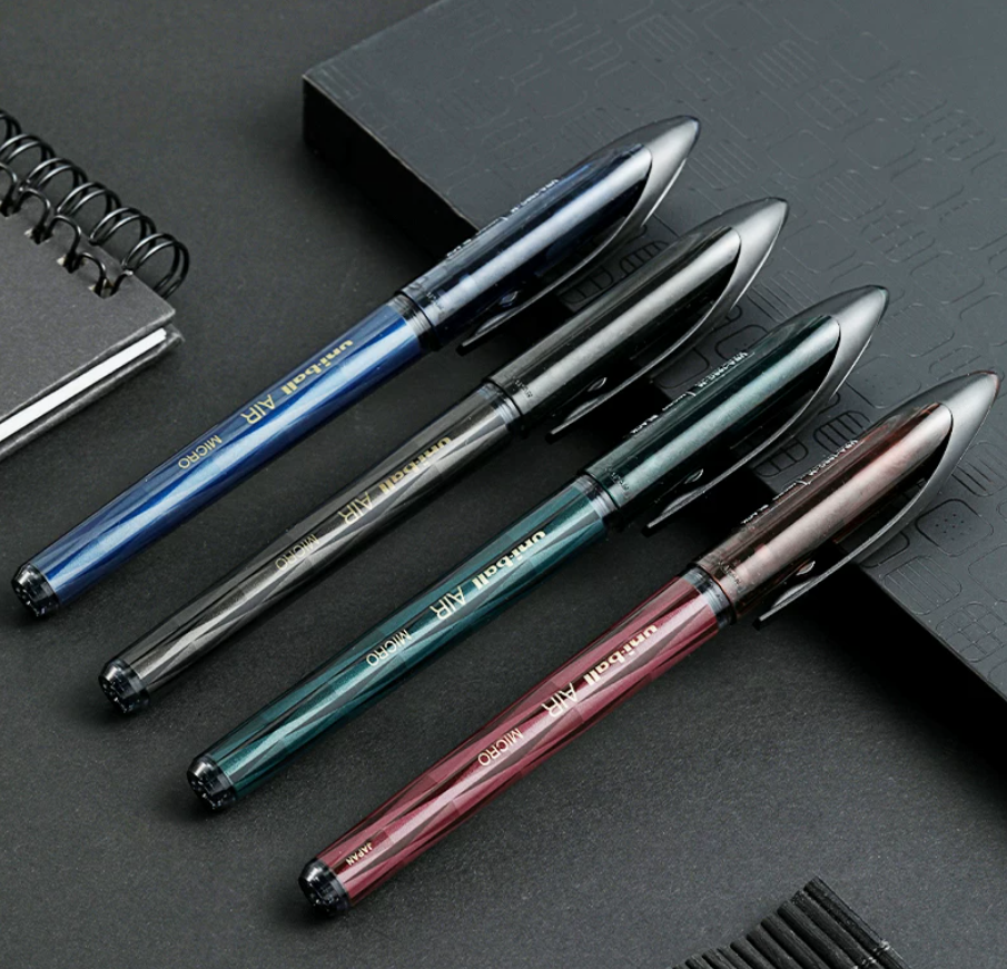 Uni-ball AIR MICRO Black Gold Edition Gel Pen | 0.5mm Black Ink | 7-Color Limited Set