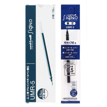 Uni-ball Signo UMR-5 Gel Pen Refill 0.5mm Black Blue 10 Pack