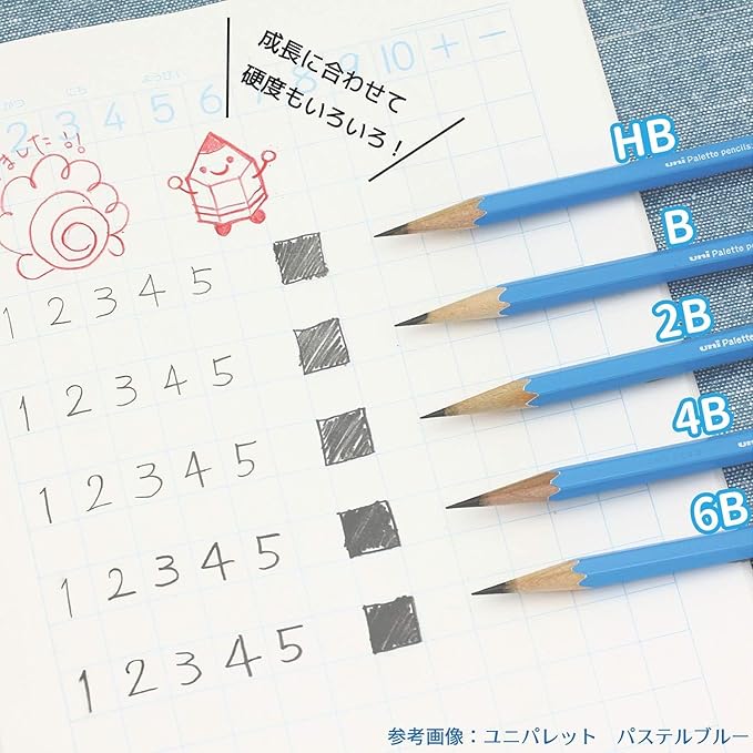 Uni Palette Hexagonal 2B Pencil - Pastel Blue + Red 12 Pack