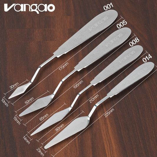VANGAO Flexible All-Steel Palette Knives, 4-Piece Mixed-Size Set Set B