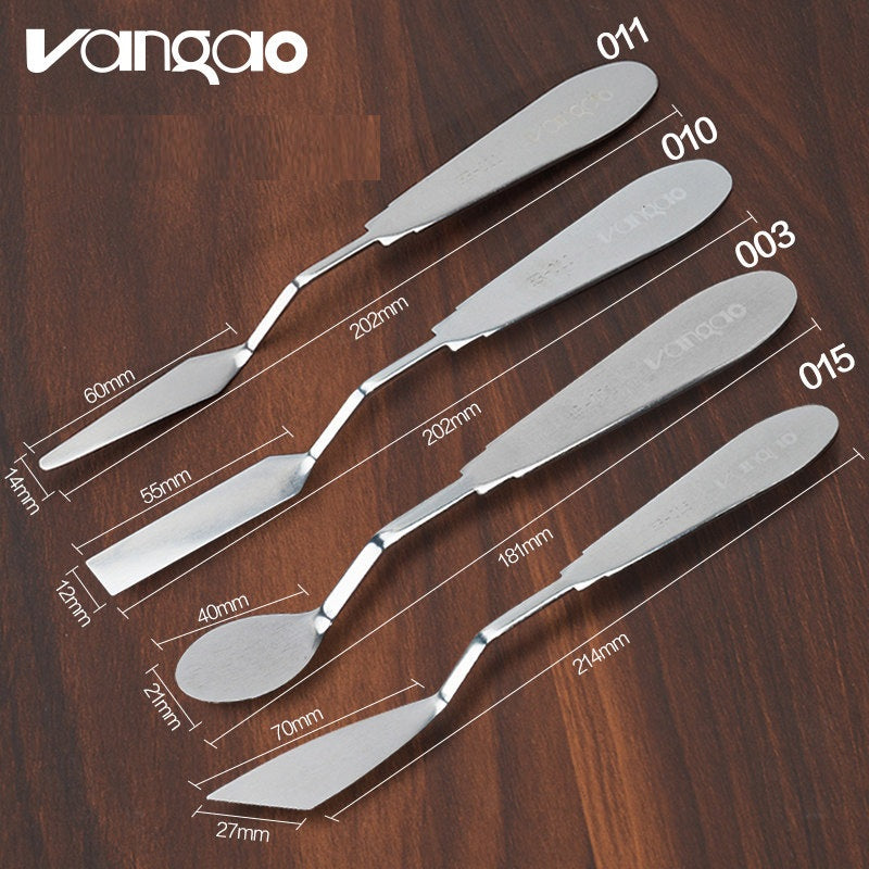 VANGAO Flexible All-Steel Palette Knives, 4-Piece Mixed-Size Set Set D