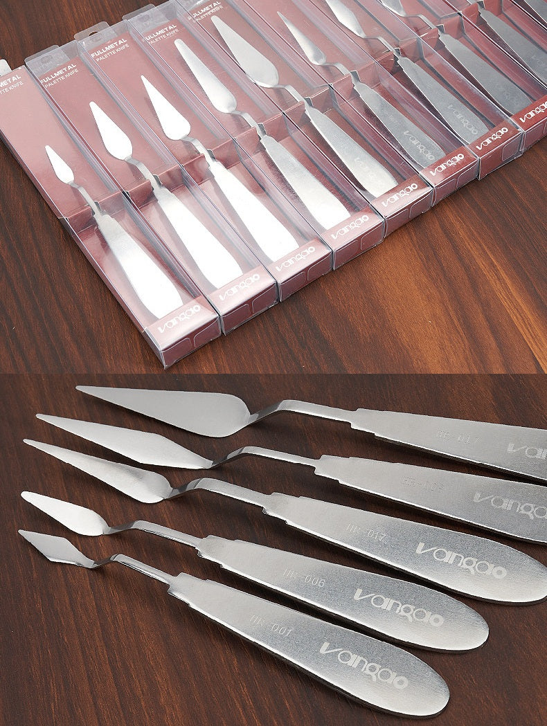VANGAO Flexible All-Steel Palette Knives, 5-Piece Mixed-Size Set