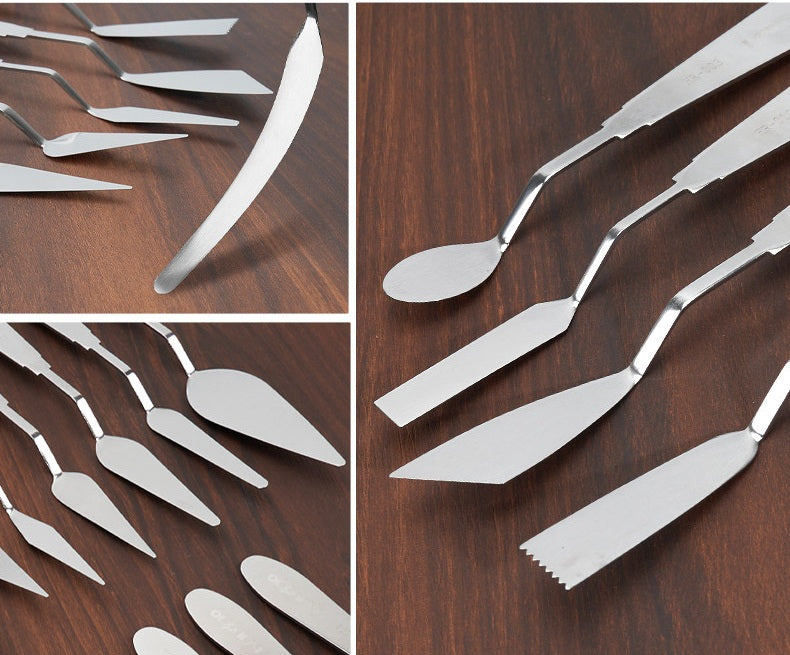 VANGAO Flexible All-Steel Palette Knives, 4-Piece Mixed-Size Set