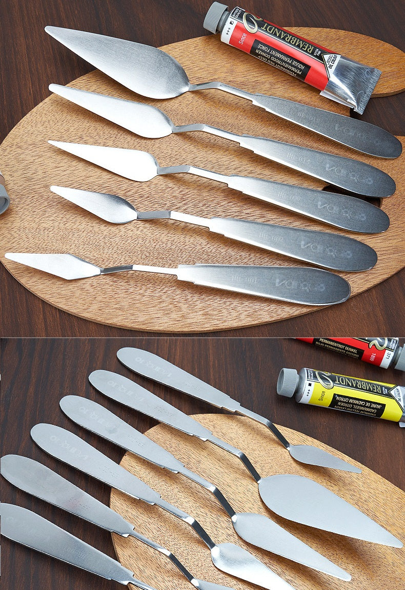 VANGAO Flexible All-Steel Palette Knives, 5-Piece Mixed-Size Set