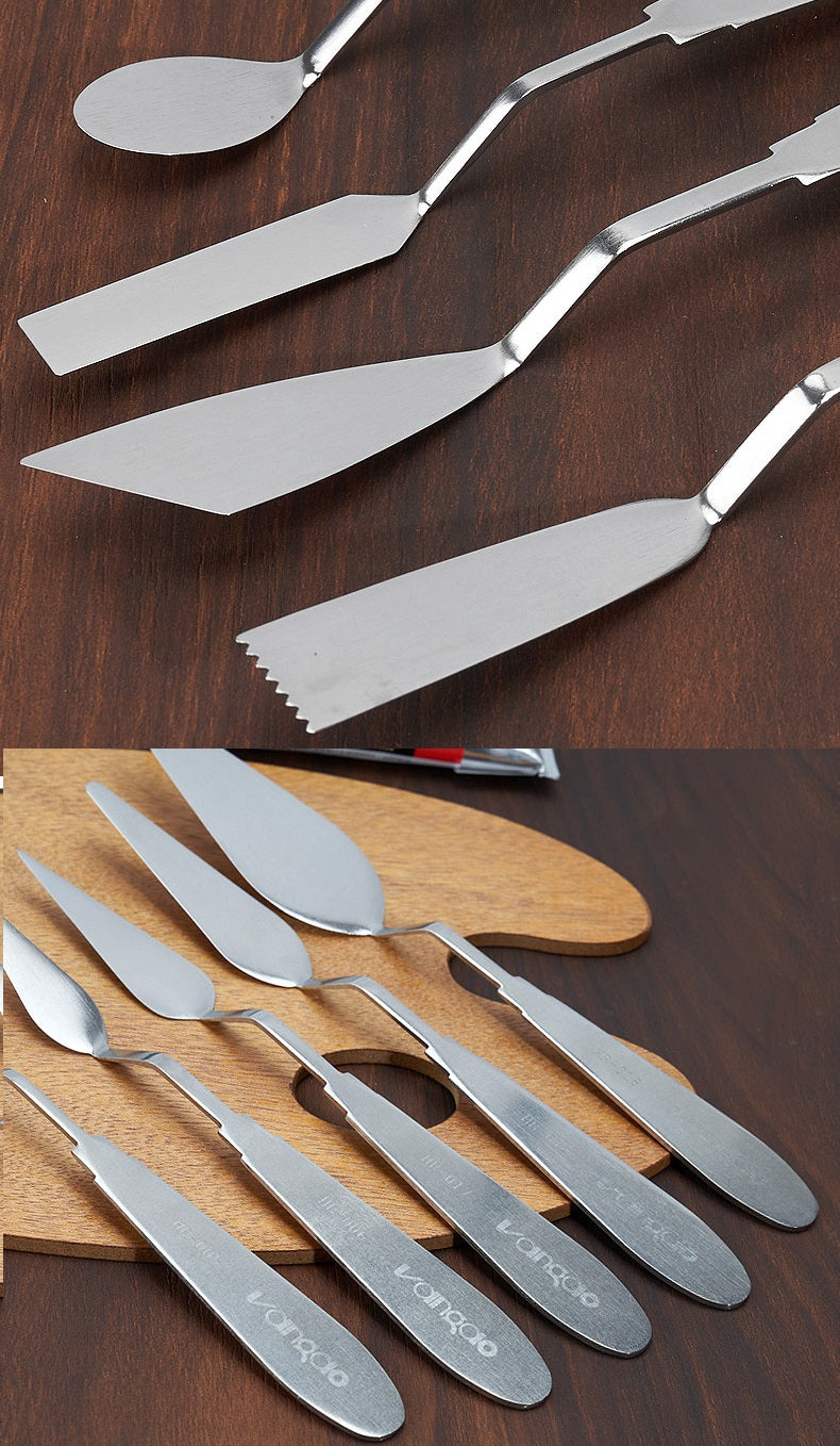 VANGAO Flexible All-Steel Palette Knives, 5-Piece Mixed-Size Set