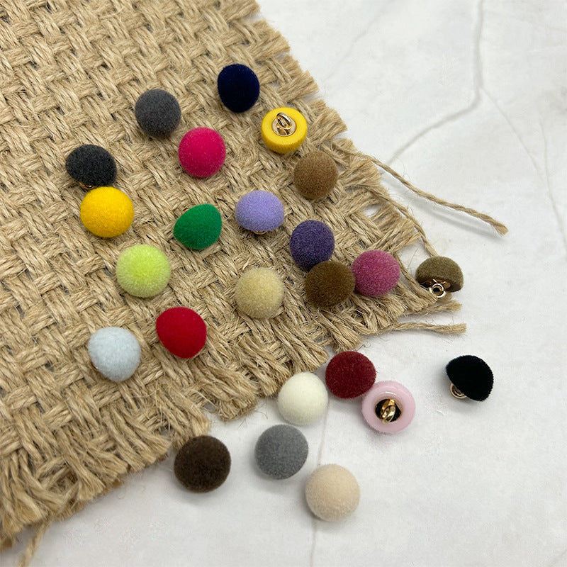 10mm Colorful Flocked Resin Mushroom Buttons with Metal Shanks for Knitwear 120 Pack