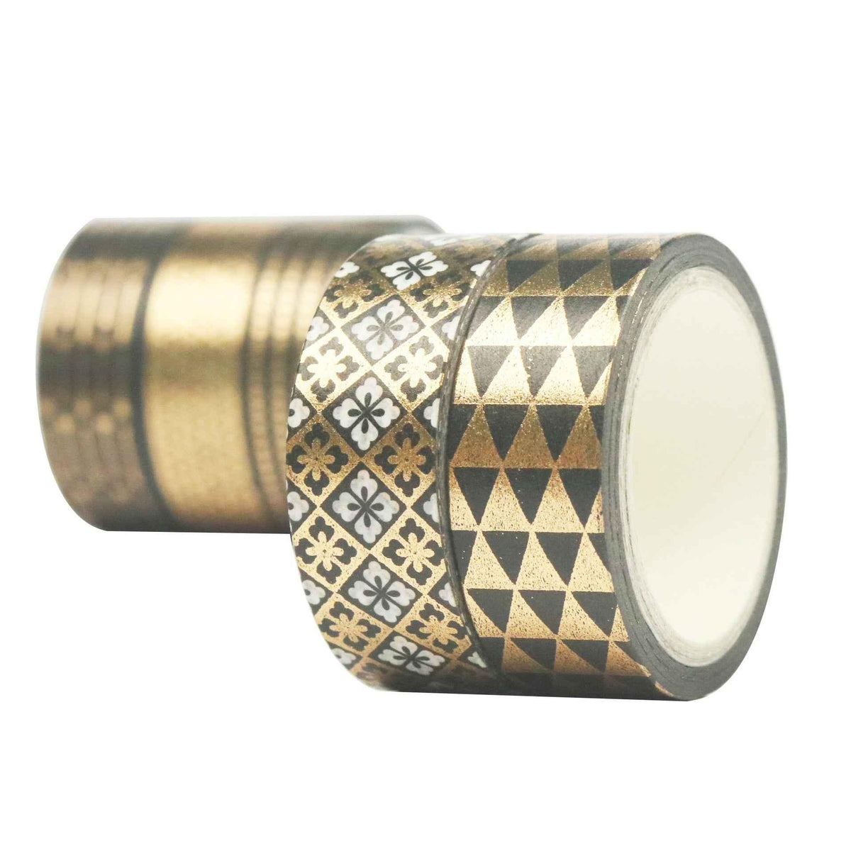 10 Rolls Black Gold Foil Print Washi Tape Set 15mm x 5m