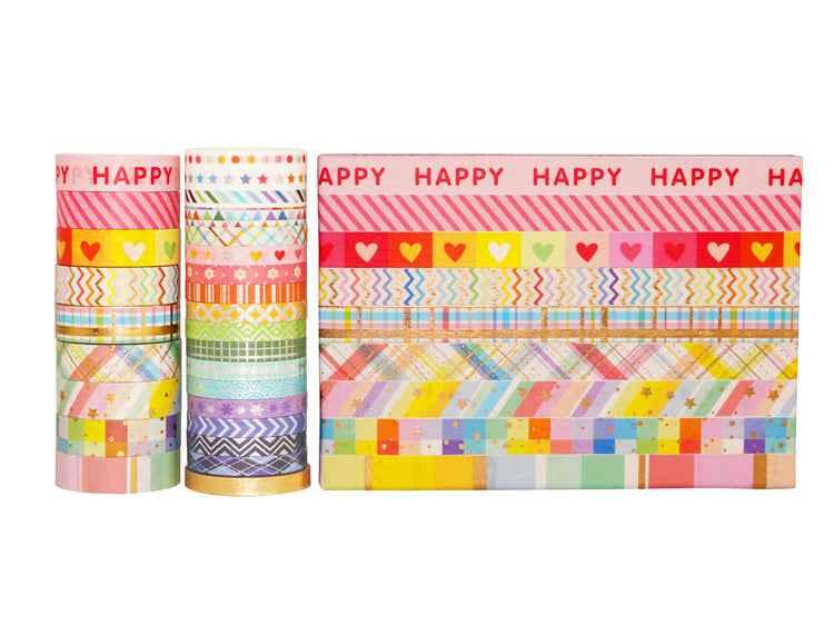 Zestaw taśm maskujących Washi Rainbow Foil, 27 rolek