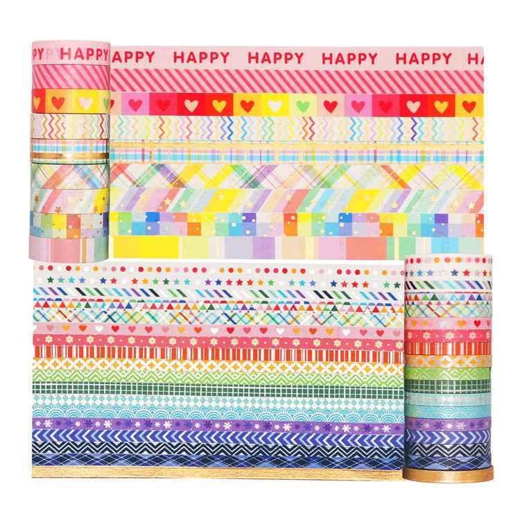 Zestaw taśm maskujących Washi Rainbow Foil, 27 rolek
