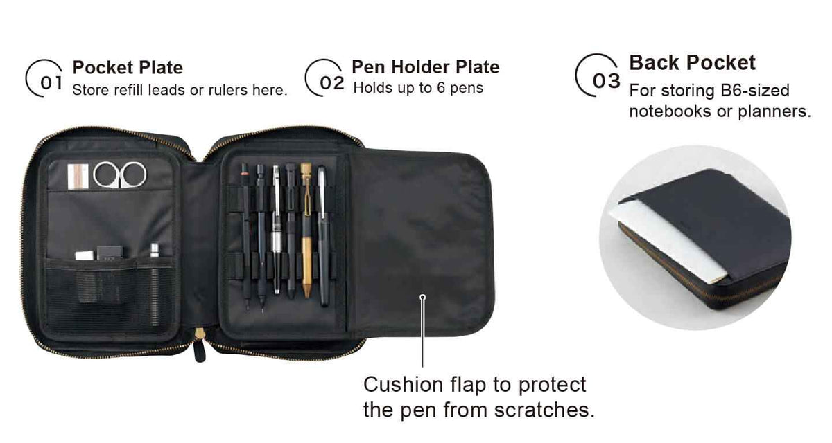 LIHIT LAB A-3803 Stand Book Pen Case PU Leather