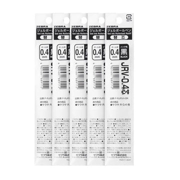 Zebra JRV-0.4 Sarasa R Gel Pen Refill 0.4mm Black/Red/Blue 5 Pack Black