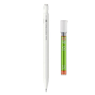 Zebra KNOCK Shake Mechanical Pencil 0.5mm | Classic Colors | Low Center of Gravity | Includes 12 Lead Refills White