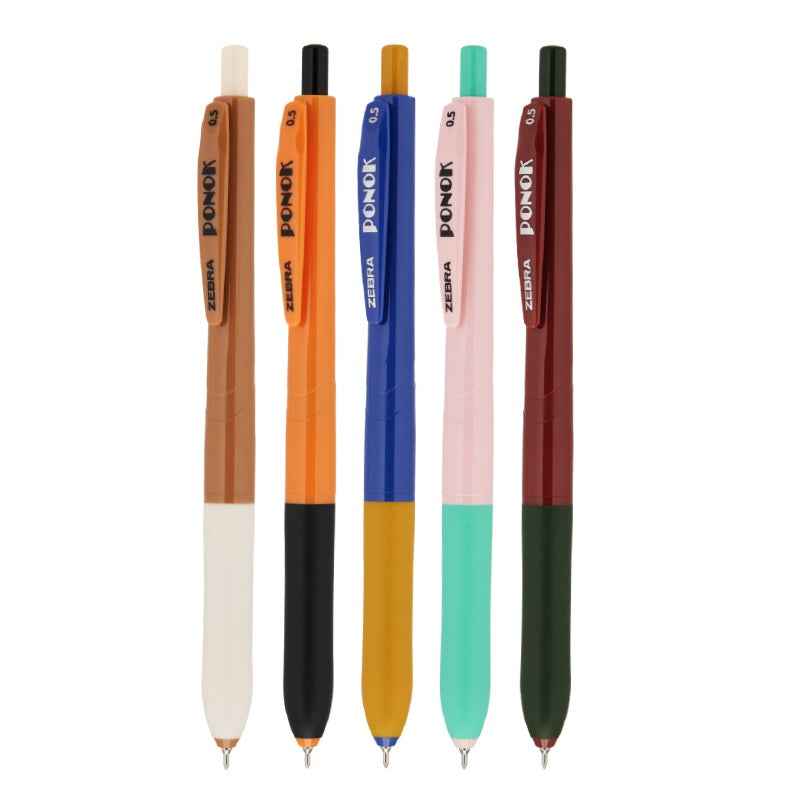 Zebra PONOK Vintage Retractable Gel Pen ,Black Ink,5 Pack