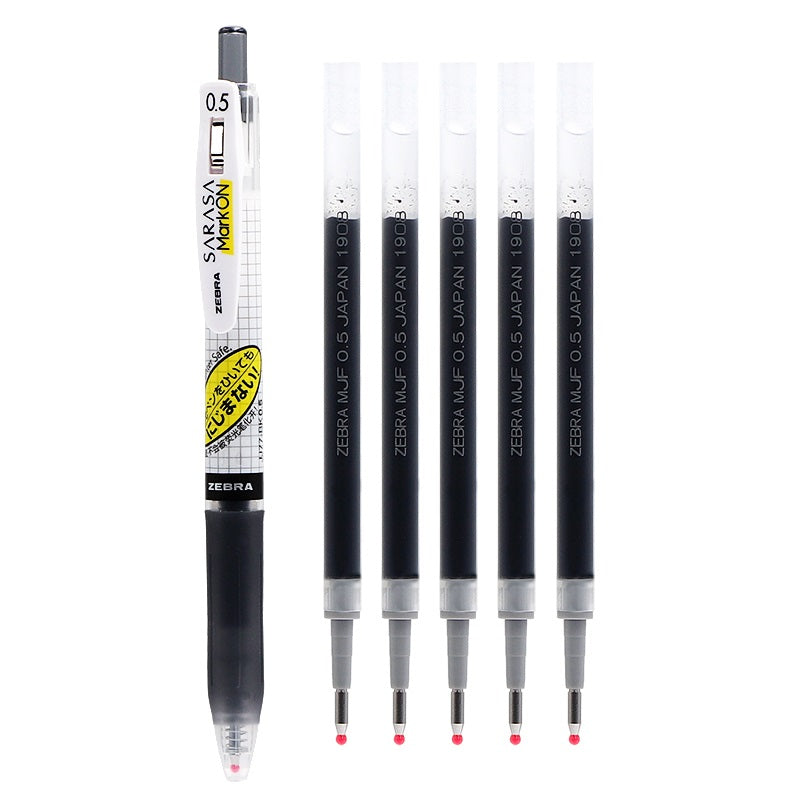 Zebra Sarasa Mark On Gel Pen - 0.5 mm - with 5pcs Black Ink Refills