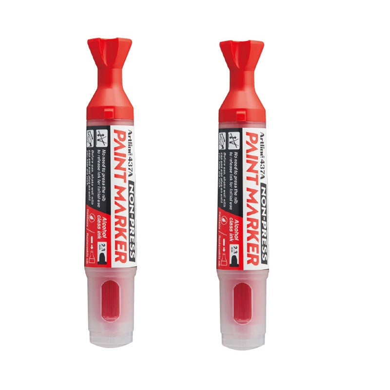 Artline 437A NON-PRESS Paint Markers, 2.3mm Round Tip, 2-Pack Red