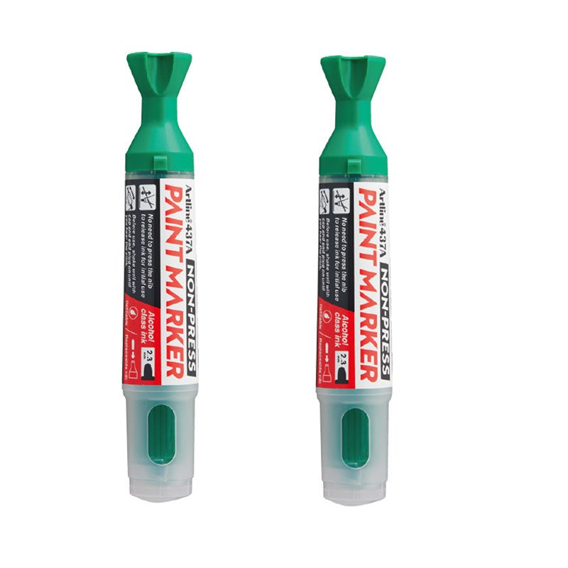 Artline 437A NON-PRESS Paint Markers, 2.3mm Round Tip, 2-Pack Green